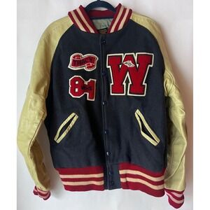 Vintage Kookum‎ 100% Virgin Wool Letterman Wilson Rams Varsity Jacket Leather 42